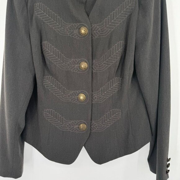 Cabi Womens Military Style Blazer Jacket Size 10 Gray Embroidered Buttons - Picture 4 of 8